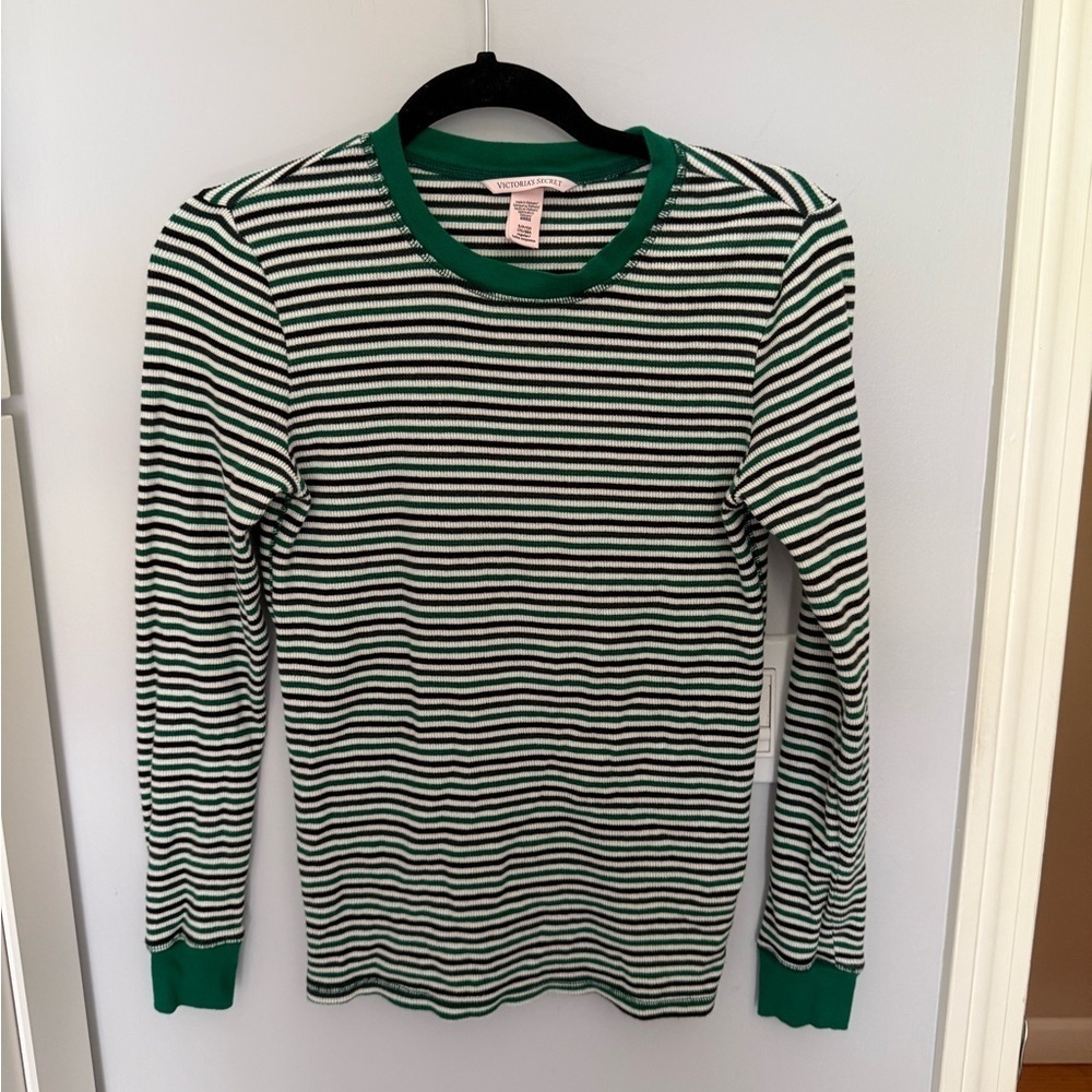 Victoria’s Secret Green and White Striped PJ Set